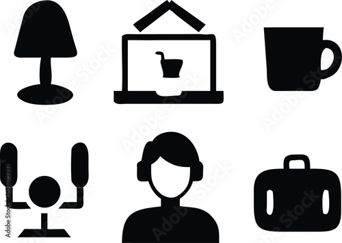 Set of business and everyday life icons isolated on white background