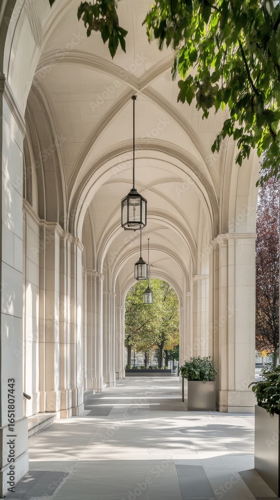 Fototapeta premium Elegant arched hallway with hanging lantern 
