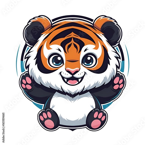 Cute cartoon animal mascot logo, tiger, panda, owl, esport style, bold lines, editable vector