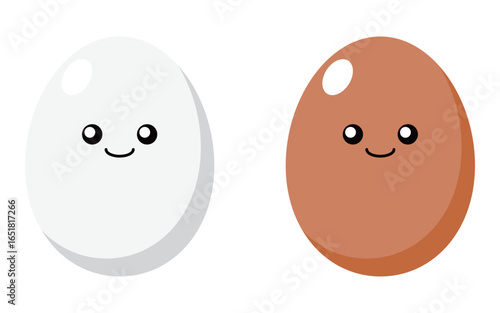 たまご　タマゴ　卵　イラスト　かわいい　キャラクター　ベクター　白　茶色