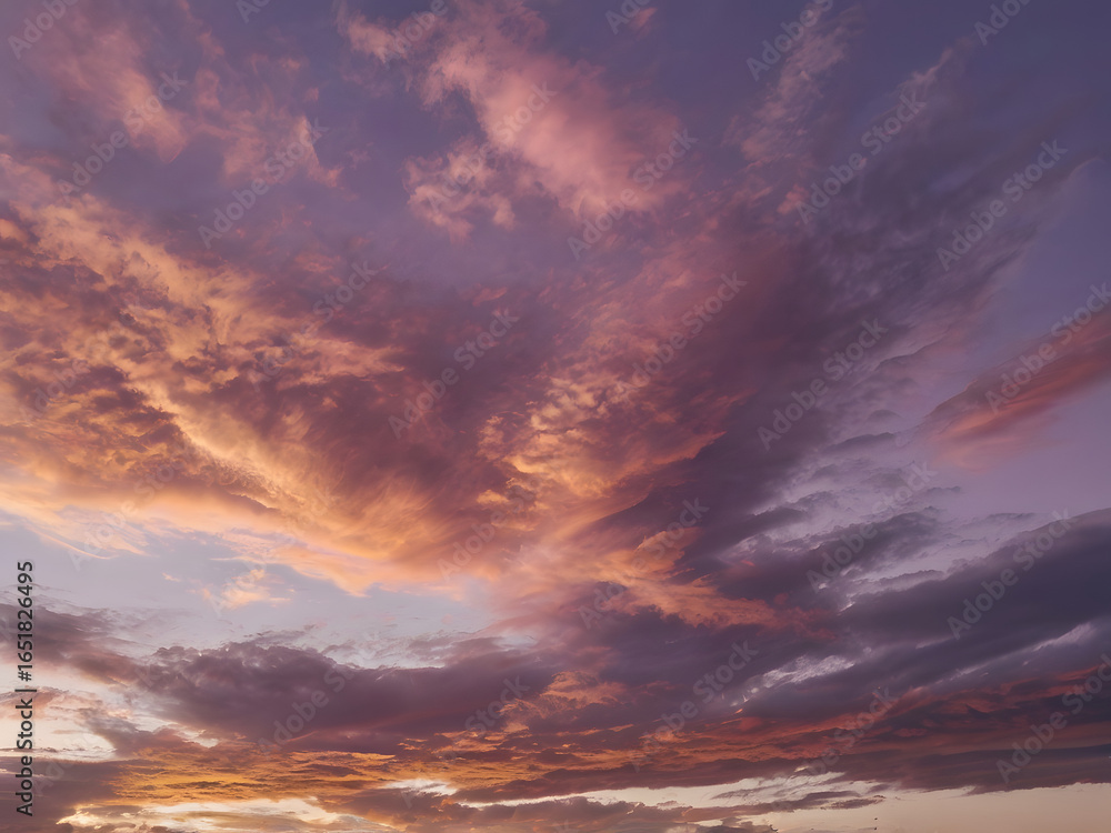 Fototapeta premium Pink and Purple Evening Sky with Clouds