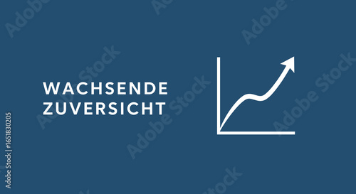 Wachsende Zuversicht, Konzeptbild mit einem aufsteigenden Liniendiagramm. Symbol für Optimismus, Erfolg und wirtschaftlichen Aufschwung.