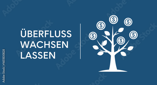 Überfluss wachsen lassen. Geldbaum mit Dollar Münzen als Symbol für finanzielles Wachstum, Reichtum und Investition. Konzept für Finanzen und Wohlstand.