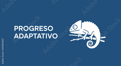 PROGRESO ADAPTATIVO. Concepto de cambio, evolución y flexibilidad con un icono de camaleón.