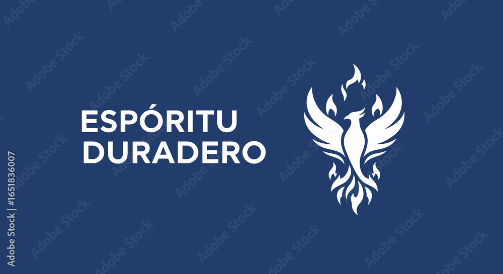 Obraz premium ESPÓRITU DURADERO. Logotipo de ave fénix en llamas. Símbolo de resiliencia, renacimiento y fuerza.