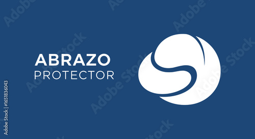 ABRAZO PROTECTOR. Logotipo conceptual de seguridad y cuidado. Símbolo abstracto de protección sobre fondo azul.
