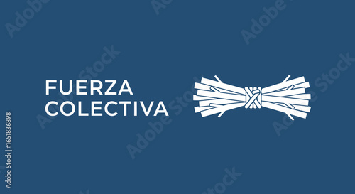FUERZA COLECTIVA. Símbolo de unidad y colaboración con un haz de leña atado. Concepto de trabajo en equipo y poder.
