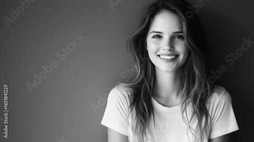 Smiling Woman in Black and White