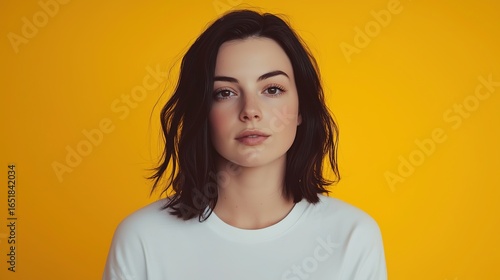 Yellow Background Portrait of a Woman