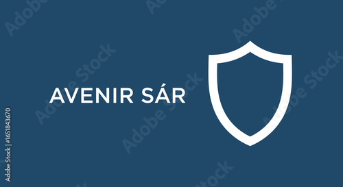 AVENIR SÁR. Concept de sécurité et de protection pour le futur avec une icône de bouclier. Illustration vectorielle sur fond bleu.