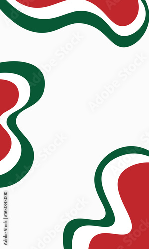 Fondo vertical moderno con formas de color verde, blanco y rojo 