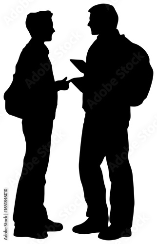 Silhouette of Principal Talking to a Student in Corridor