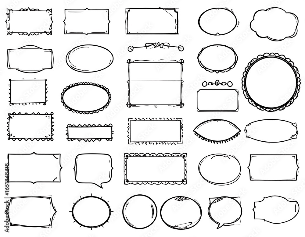 Obraz premium Collection of hand-drawn frames and borders