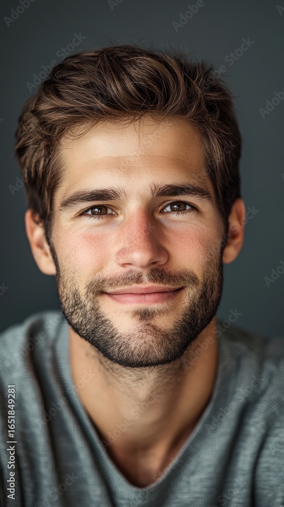 Fototapeta premium Charming Young Man Smiling with Beard