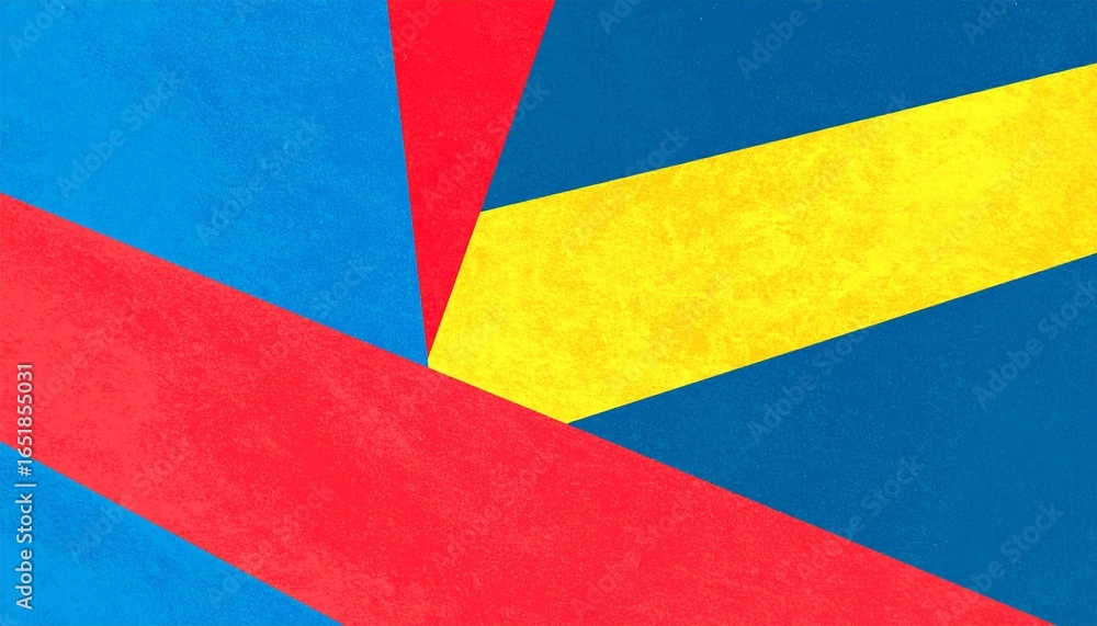 Dynamic abstract geometric pattern with vibrant yellow, blue, and red color blocking Dynamic abstract geometric pattern with vibrant yellow, blue, and red color blocking