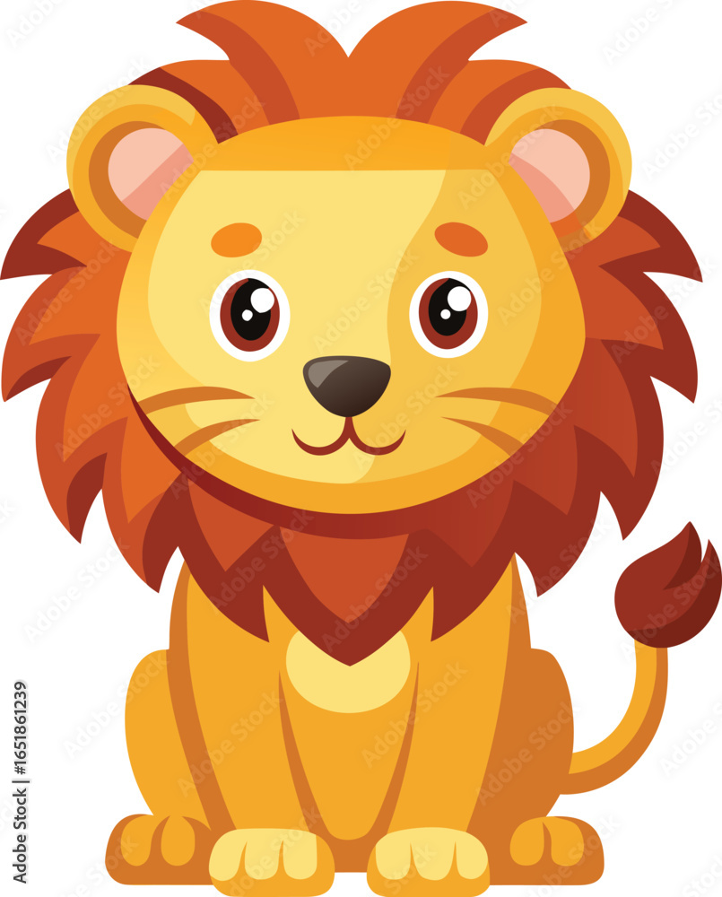 Obraz premium Miniature Lion Icon Divine Vehicle of Goddess Durga Flat Vector Illustration