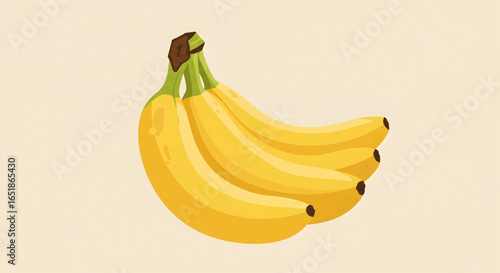 A vibrant illustration of a bunch of ripe yellow bananas, isolated on a clean background