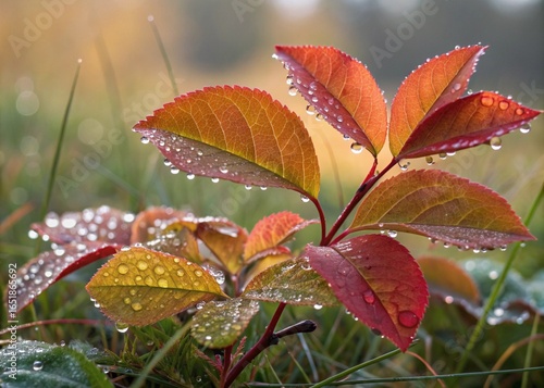 leaf with dew drops