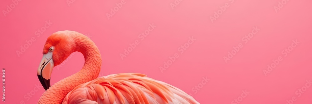 Obraz premium Close-up flamingo feather detail, pink background, texture, rose