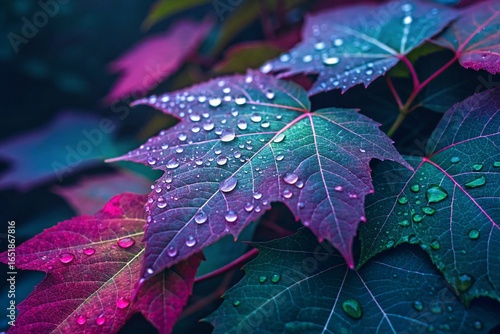 leaf with dew drops