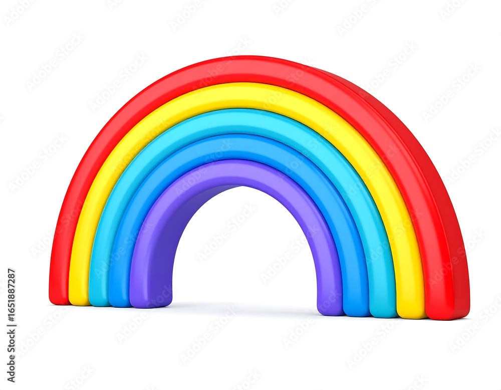 Fototapeta premium Colorful, 3D rainbow on white background