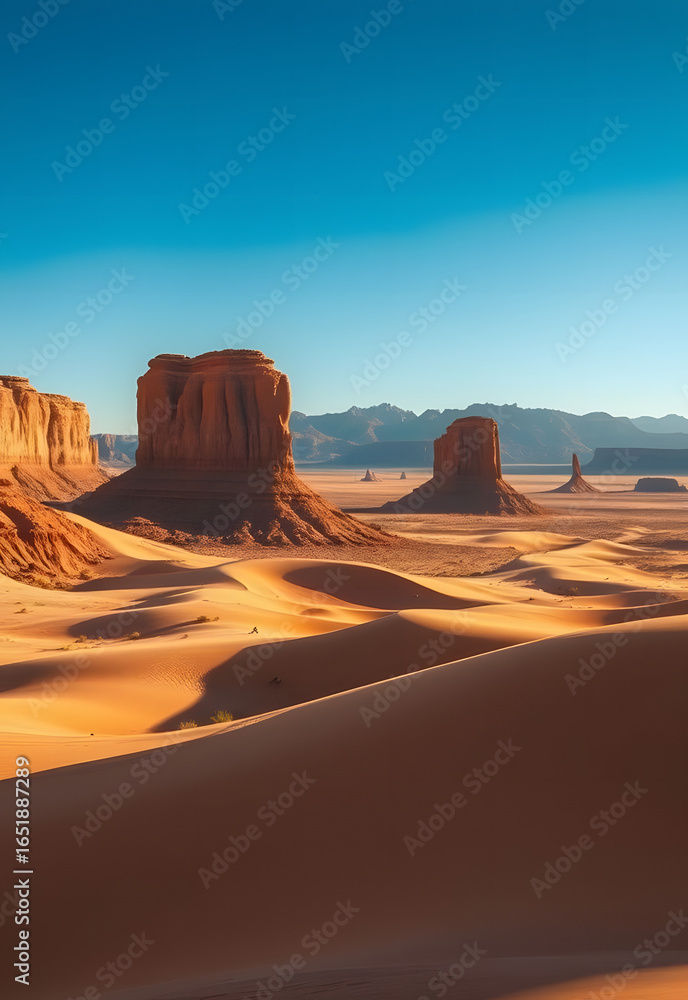 Fototapeta premium Desert Landscape with Ancient Rock Formations 