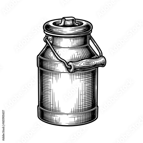 Vintage Hand Drawn Milk Can Vector Illustration