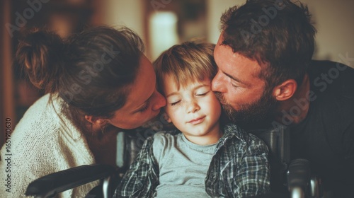 Loving Parents Embracing Their Child with Special Needs at Home