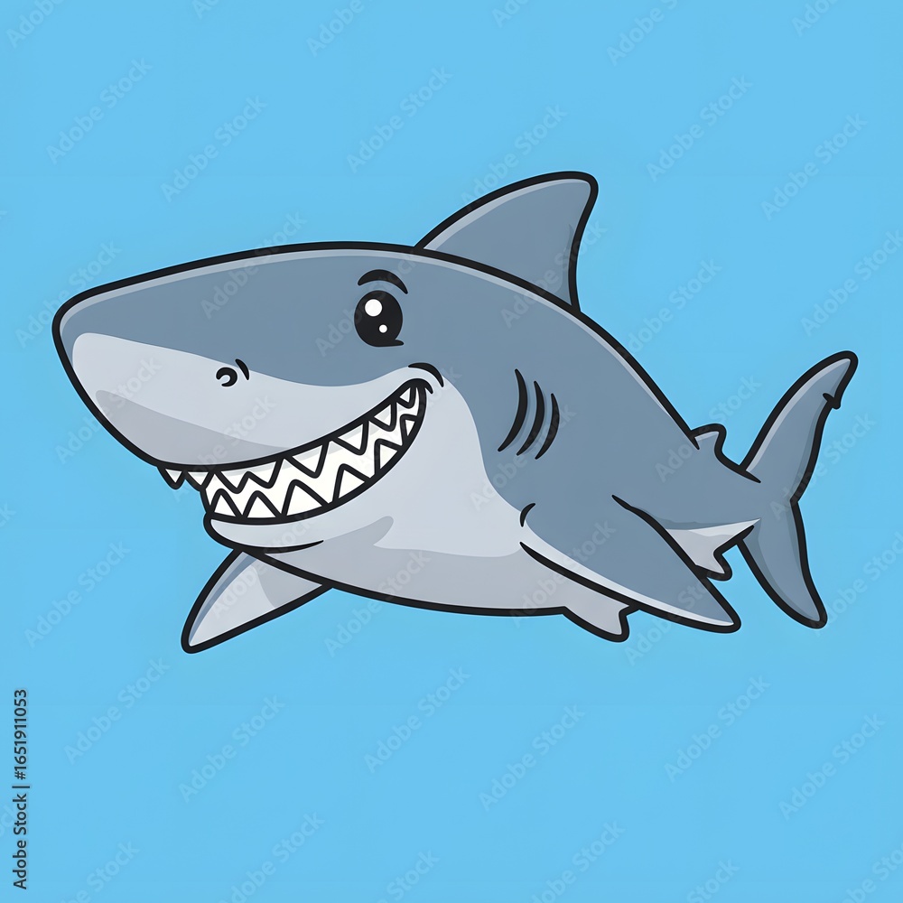 Obraz premium Playful shark cartoon illustration