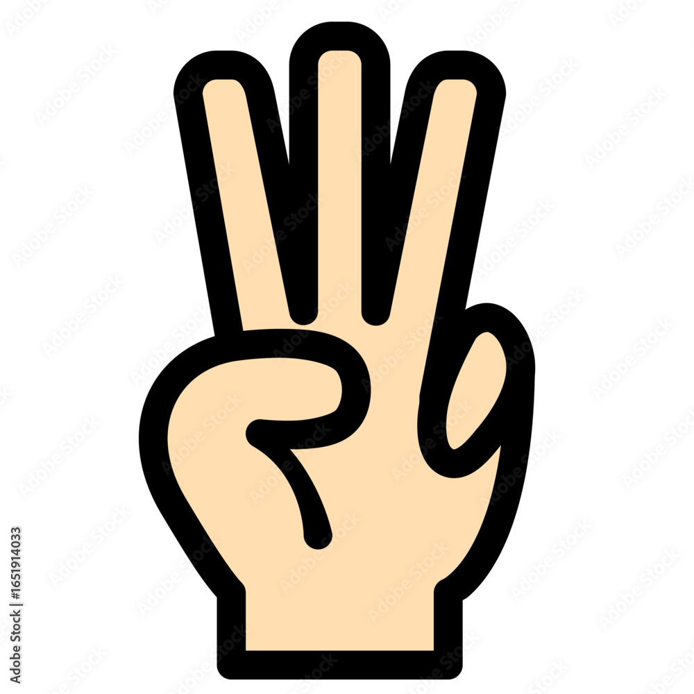 Obraz premium Hand showing the number three count or three-finger salute, ideal for numeric concepts or success themes