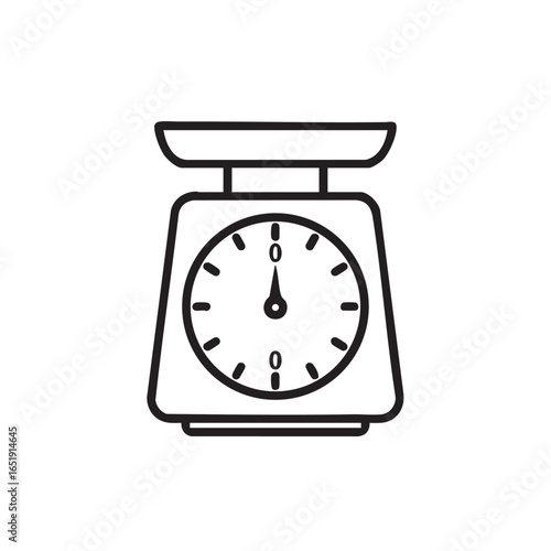 Minimalist Outline Illustration of a Kitchen Scale for Food Measurement and Culinary Applications with Clean Design and Precision Indicator