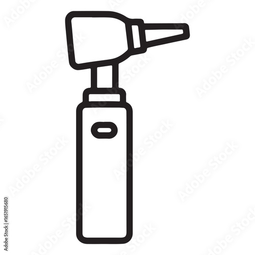 Black outline icon of an otoscope medical instrument ear examination healthcare
