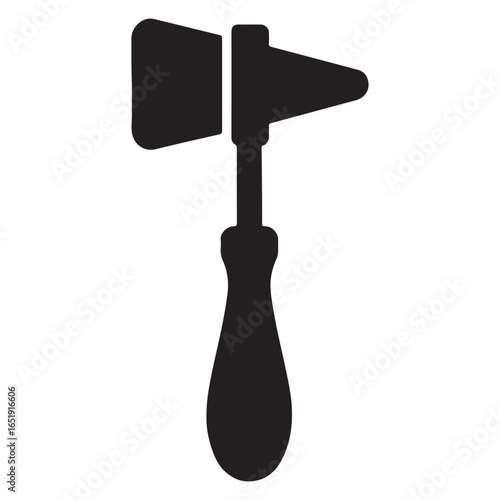 Black silhouette of a reflex hammer on a white background medical instrument doctor