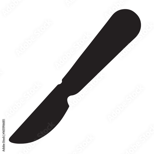 Black silhouette of a surgical scalpel on a white background surgery medical