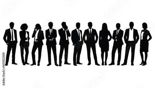 Diverse professional team standing confidently together showcasing unity and collaboration for business success