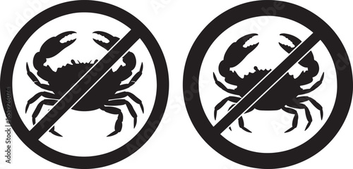 Two oval signs showing no crab symbol silhouette