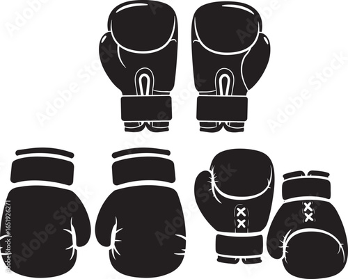 Collection of boxing gloves silhouette