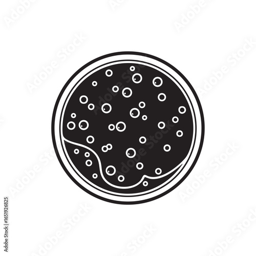Petri dish with bacterial colonies abstract science concept vector illustration for microbiology research and medical diagnostics laboratory analysis in black and white