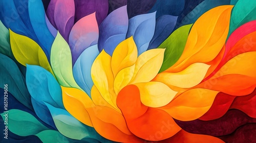 Wallpaper Mural Vibrant Abstract Art with Colorful Petal Shapes in Bold Swirls Torontodigital.ca