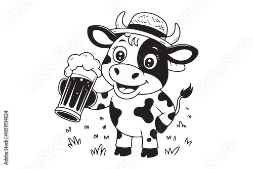 drinking cow silhouette  vector