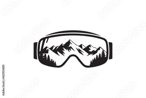 goggles ski silhouette  vector
