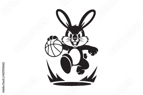 bunny basketball silhouette  vector