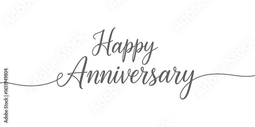 Elegant Happy Anniversary calligraphy lettering isolated on white background designed for wedding anniversary celebration poster banner advertisement flyer invitation greeting card and festive decor