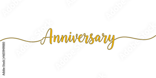 Minimalist continuous line drawn Happy Anniversary calligraphy text lettering design perfect for elegant greeting card poster banner wedding celebration and romantic typography artwork