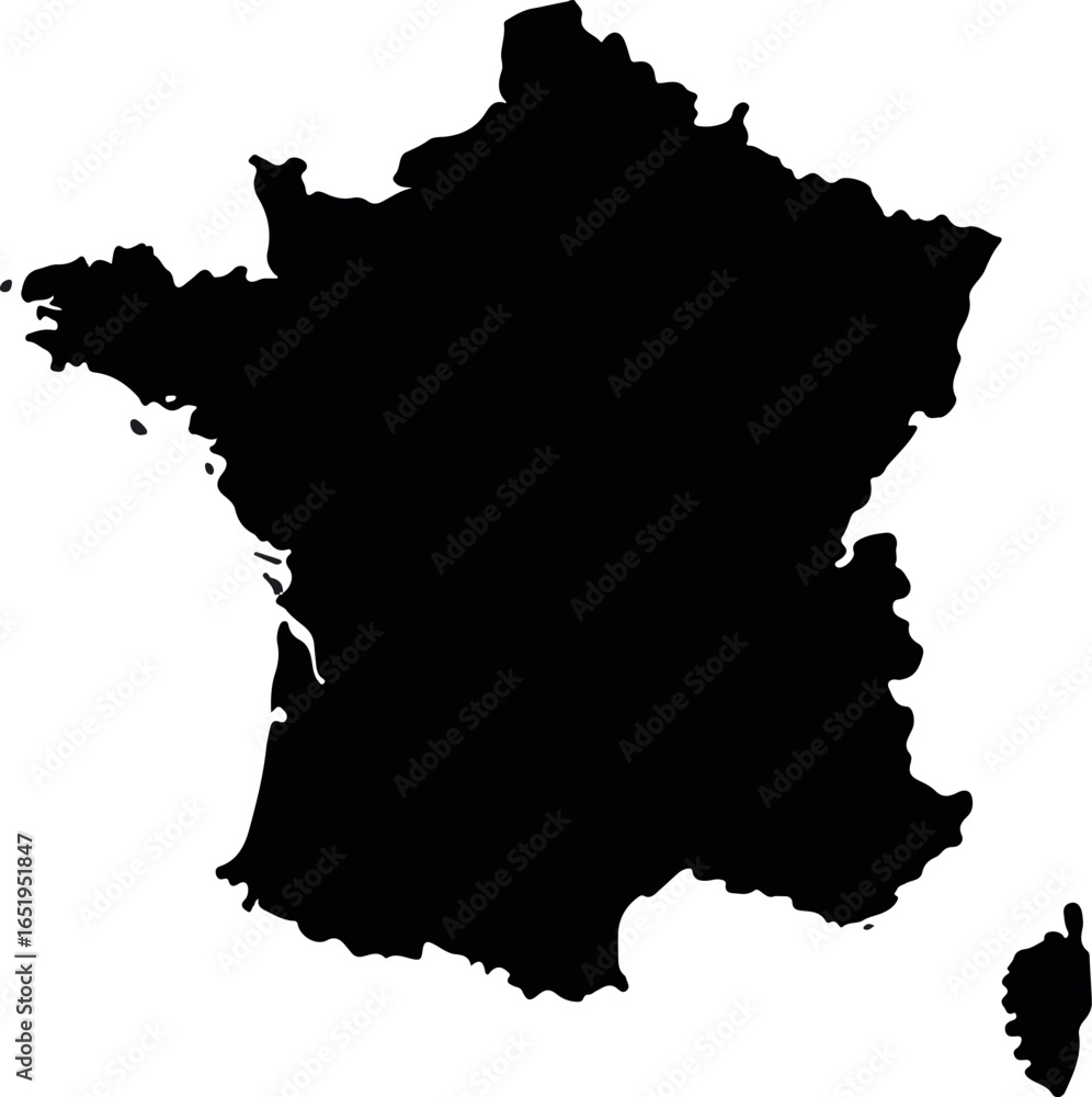 Obraz premium France black map icon, simple flat silhouette outline of the European country, isolated vector symbol for cartography, education, travel, and infographic design
