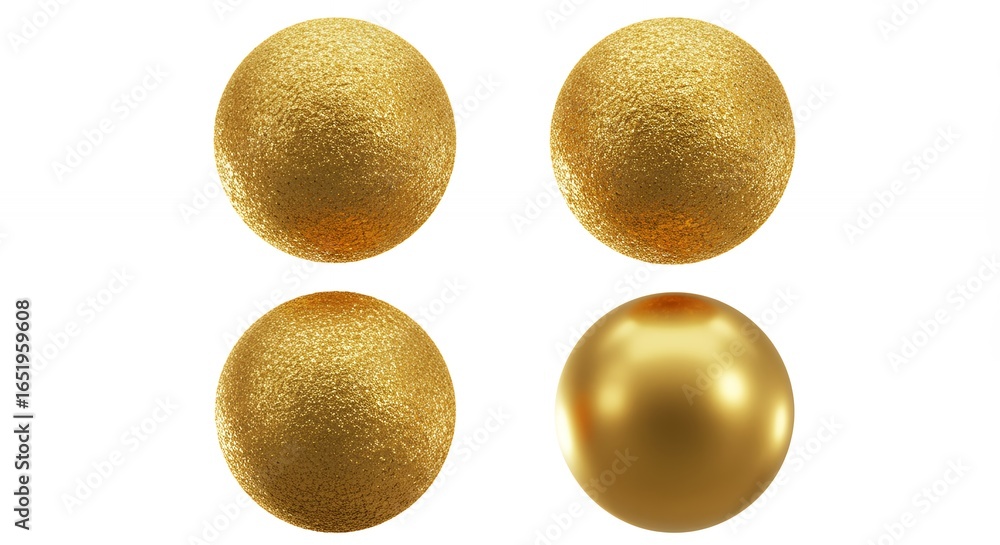 Gold decorative objects isolated on white