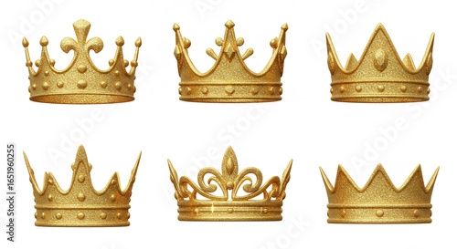 Golden crowns collection illustration