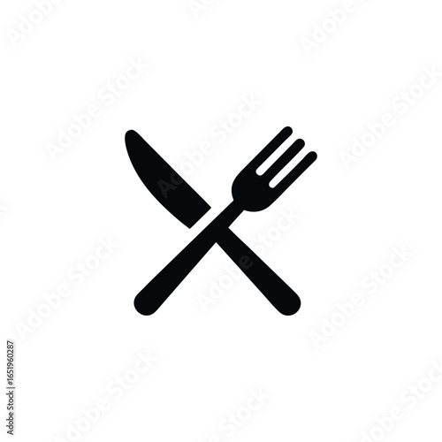 Crossed fork and knife icon isolated on white background vector illustration of