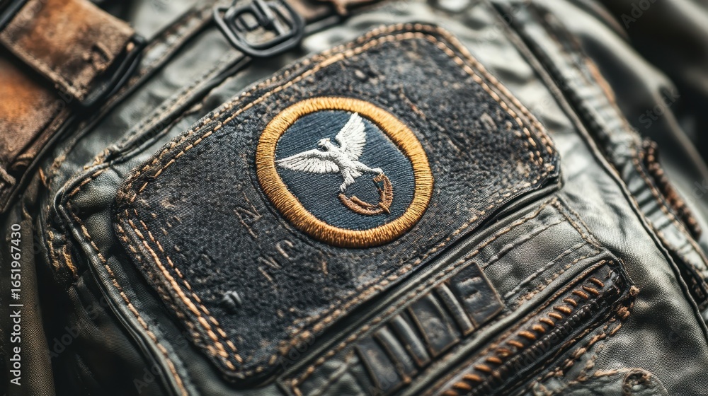 Obraz premium Vintage Military Jacket Patch with Eagle and Anchor Design Detail