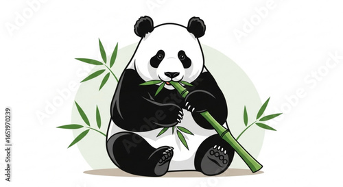 Cute panda bear eating bamboo, a wildlife animal from china